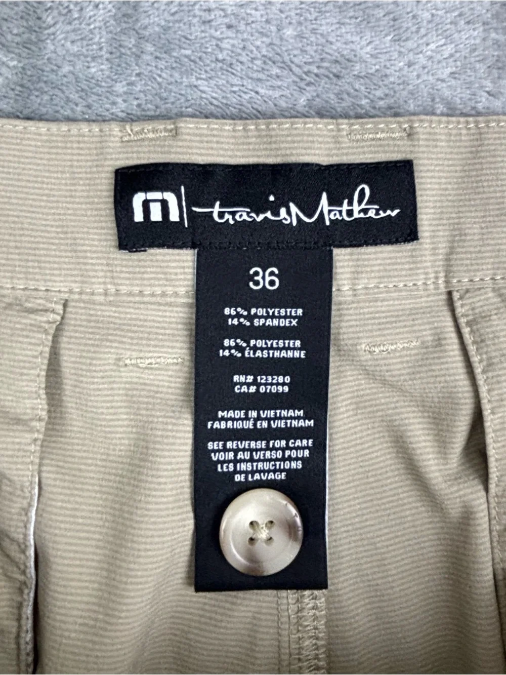 Travis Mathew Carlsbad Shorts Mens 36 Beige Performance Stretch Golf